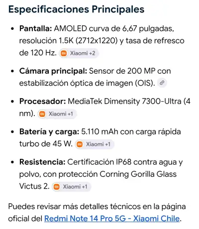Smartphone Xiaomi Redmi Note 14 Pro 5G con cargador - miniatura 4