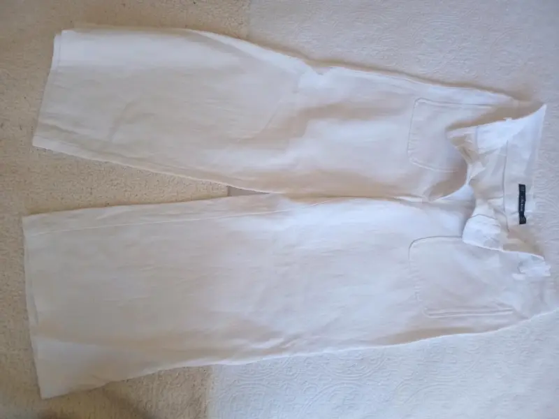Pantalones blancos de lino Zara Basic - 1