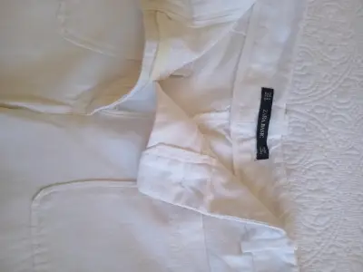 Pantalones blancos de lino Zara Basic - miniatura 2