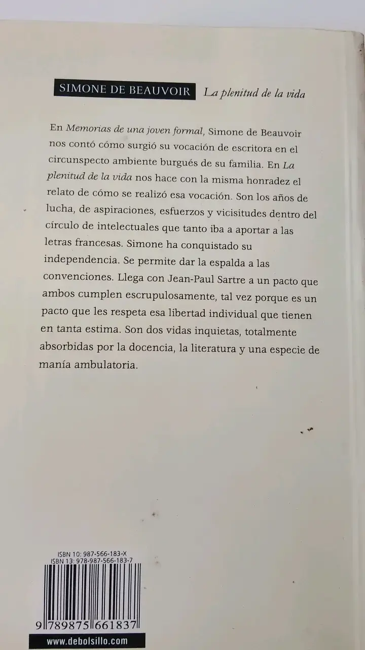 Libro 'La plenitud de la vida' Simone de Beauvoi - 2