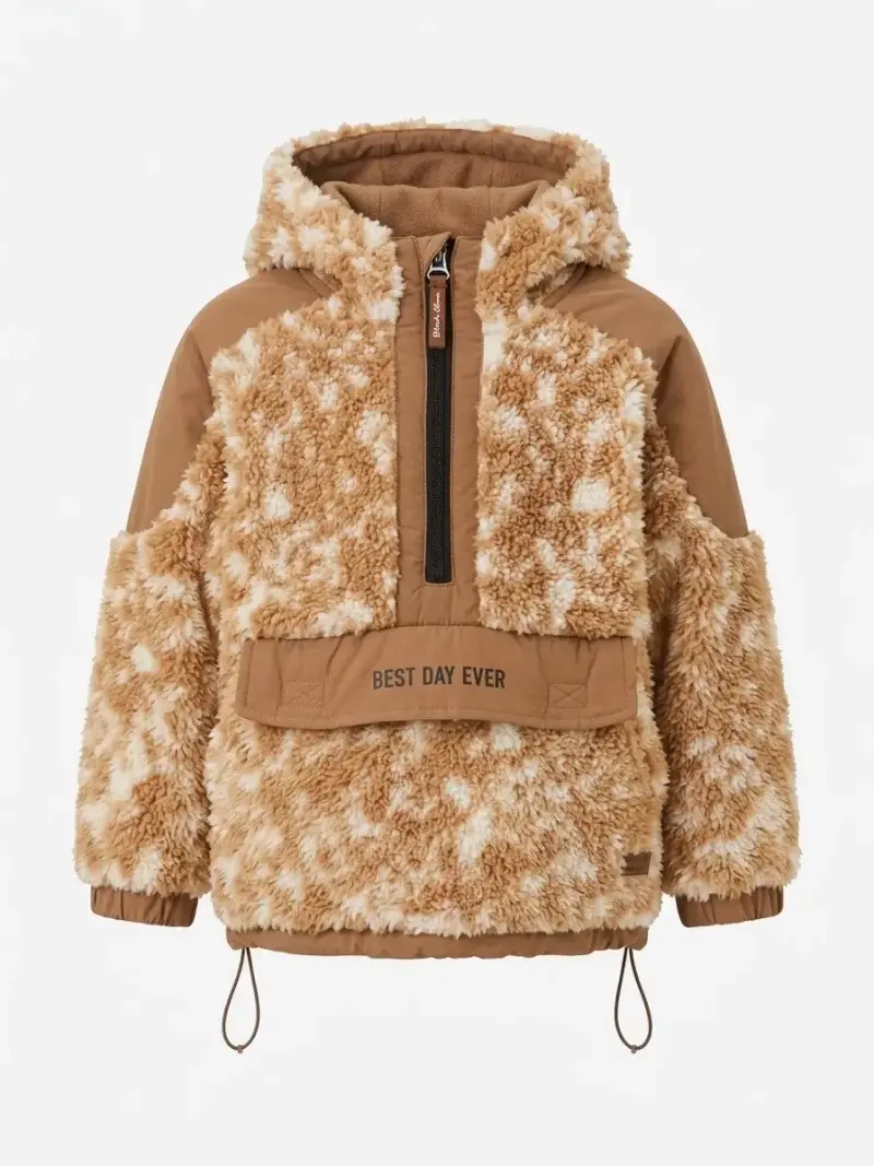 Chaqueta infantil con capucha y diseño peludo