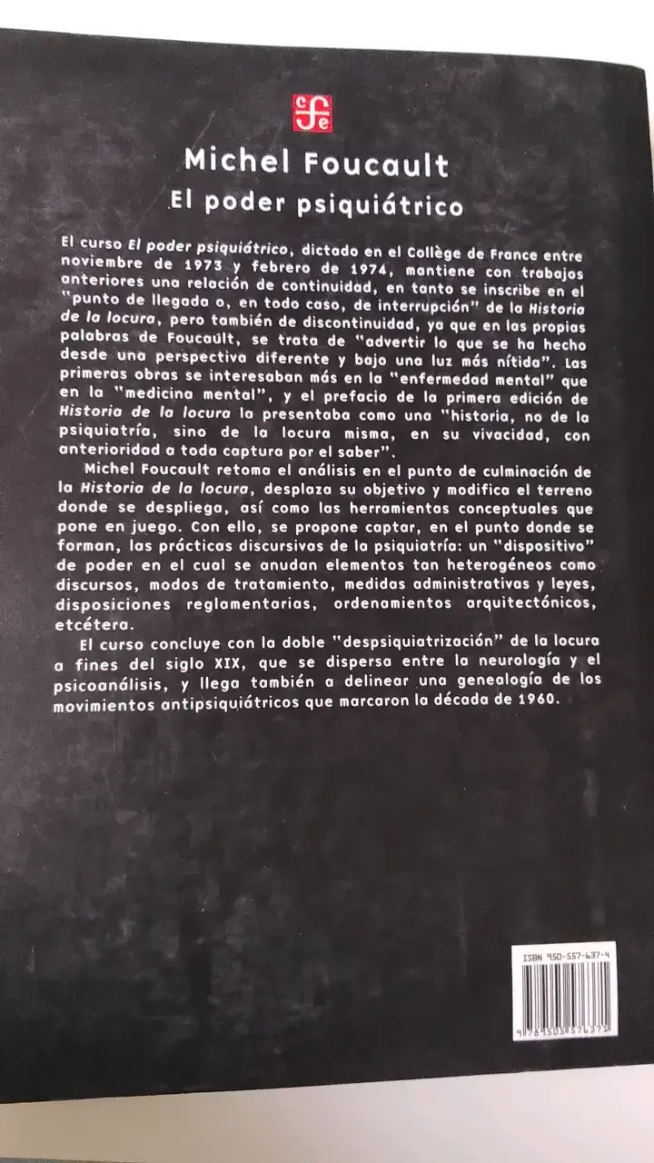 Libro 'El Poder Psiquiátrico' de Michel Foucault - 2