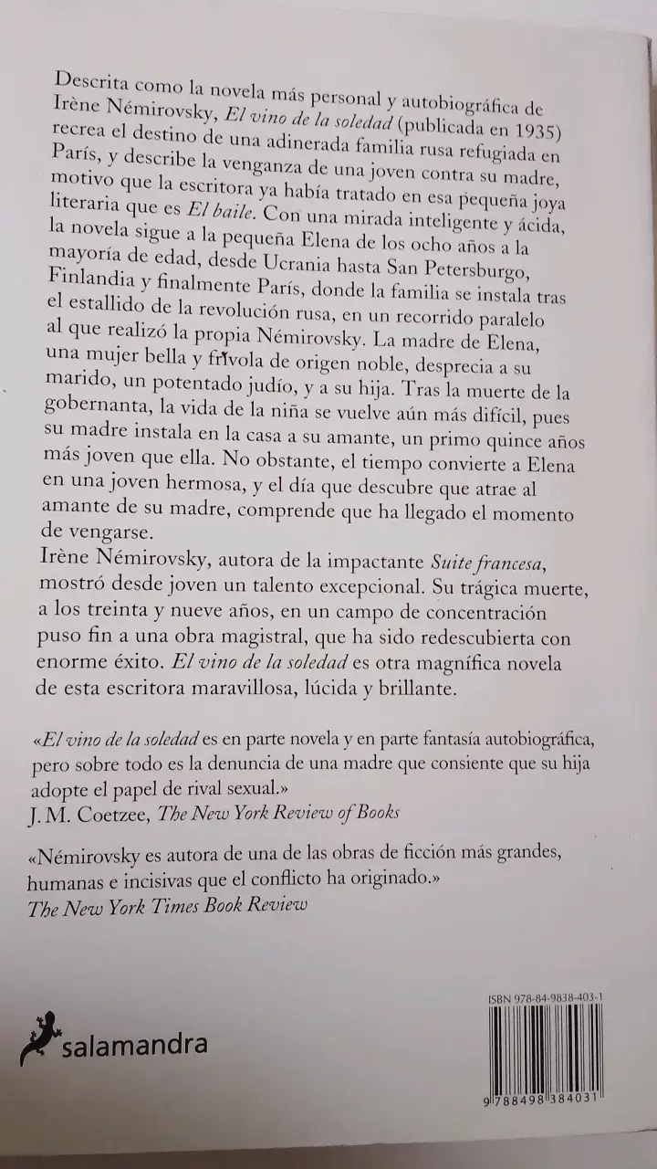 Libro 'El Vino de la Soledad' de Irène Némirovsky - 2