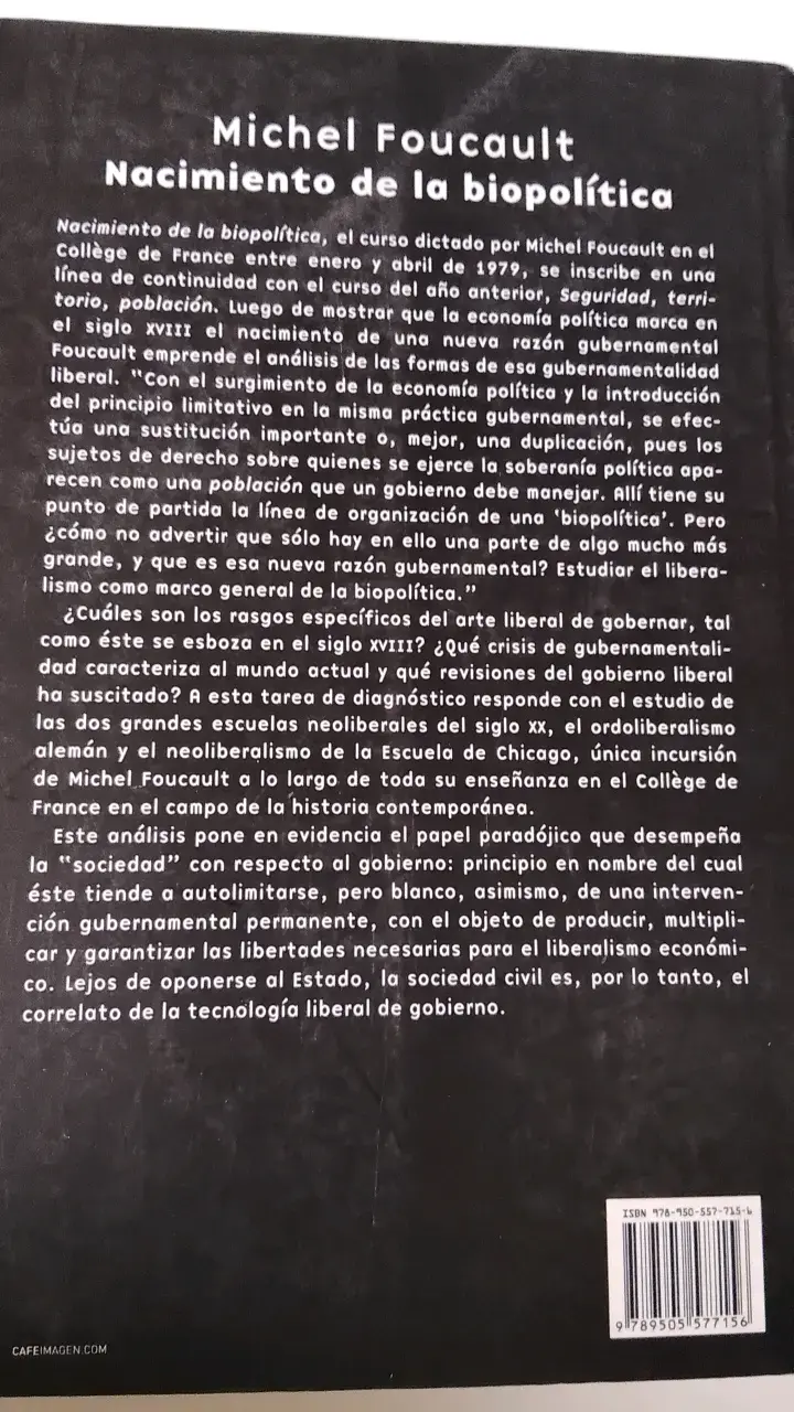 Libro 'Nacimiento de la biopolítica' Michel Fouc - 2