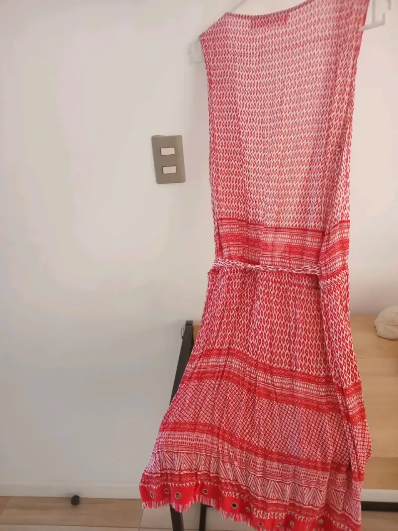 Vestido largo bohemio rojo con estampado - 2