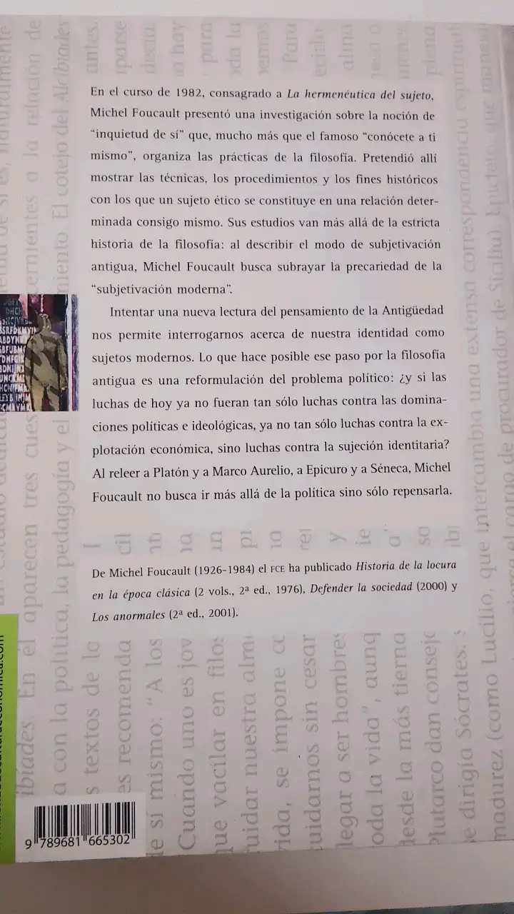 Libro 'La hermenéutica del sujeto' Michel Foucau - 2