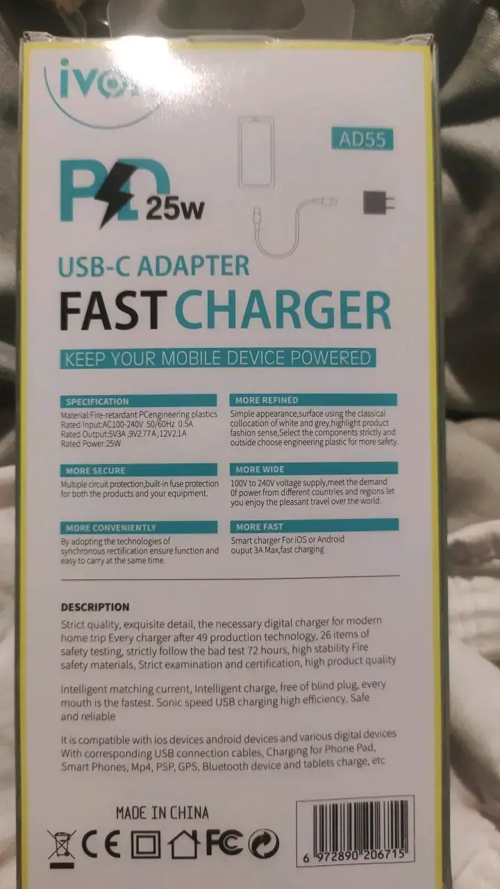 Cargador Rápido USB-C 25W Ivon - 2