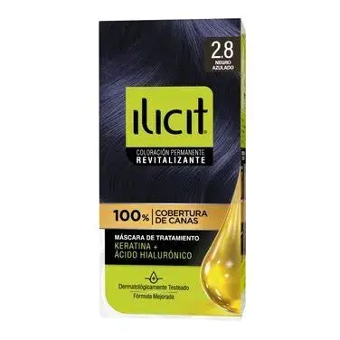 Nuevo✨Ilicit Negro Azulado 2.8.Tintura de Cabello