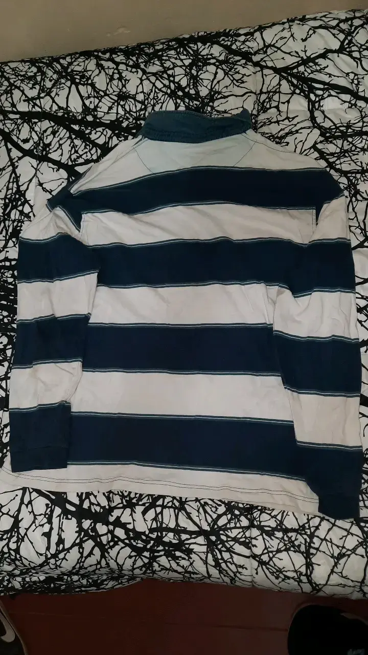 Polera de rayas azul y blanco para hombre talla - 4
