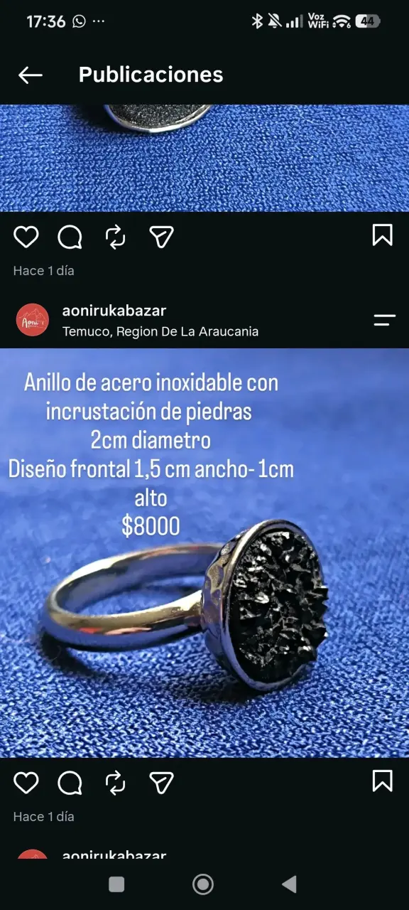 Anillo de acero inoxidable con piedras