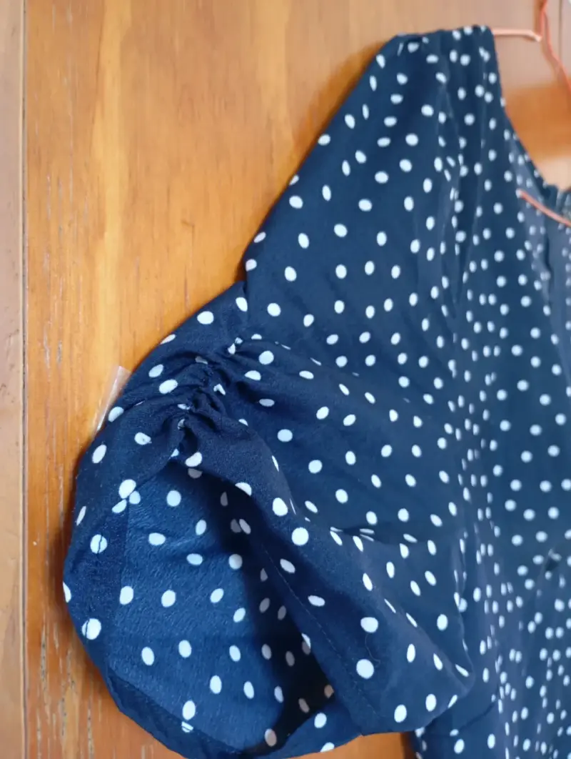 Vestido azul polka dots con mangas princesa - 2
