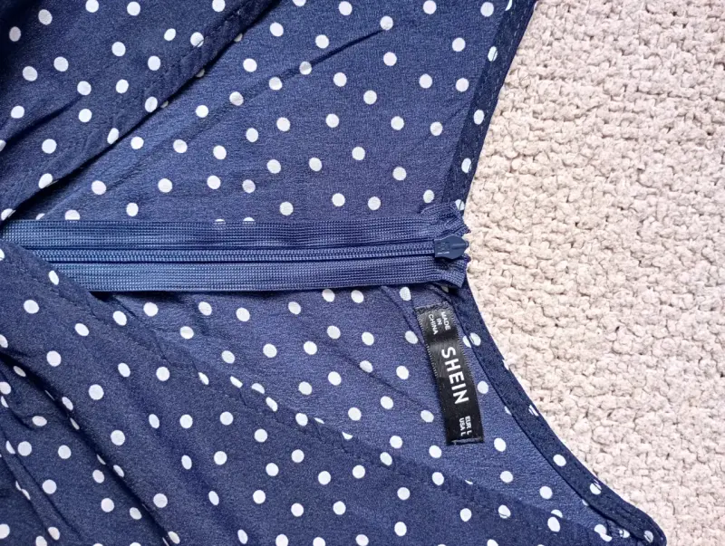 Vestido azul polka dots con mangas princesa - 3