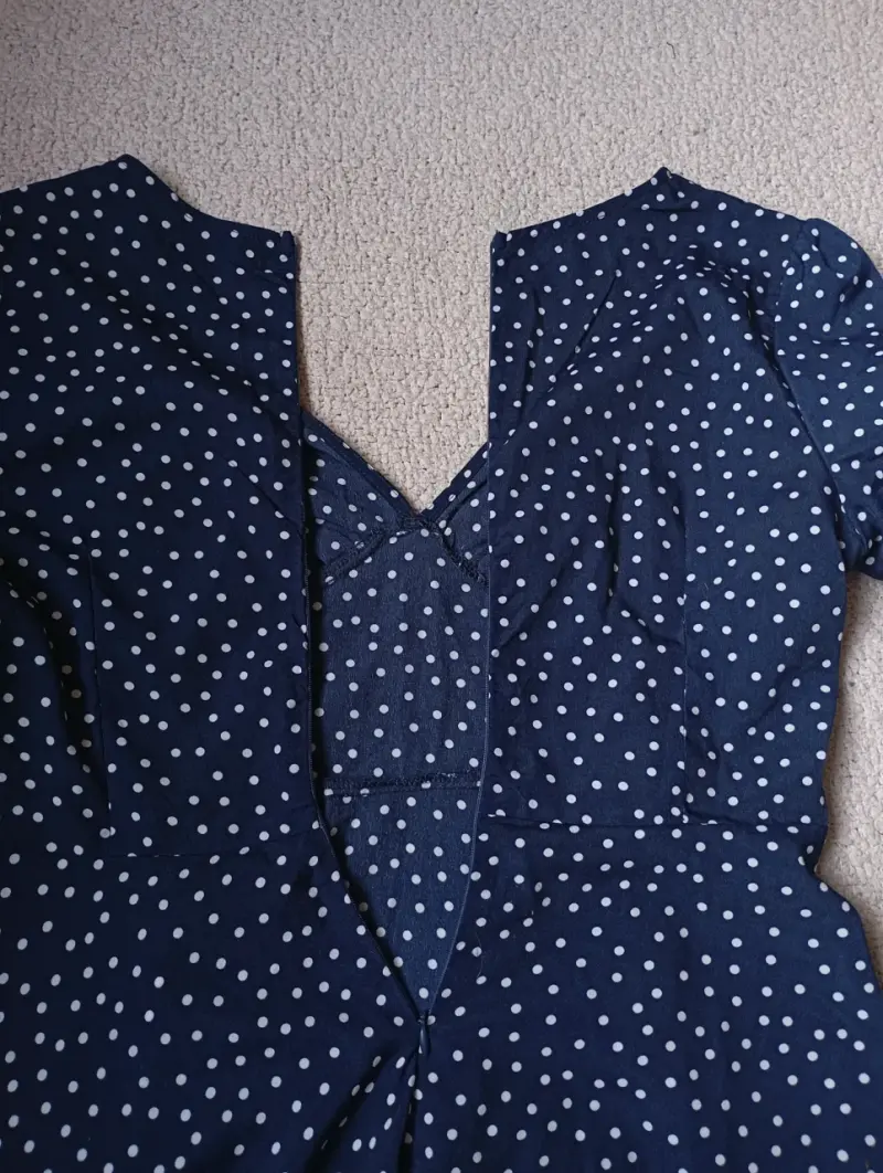 Vestido azul polka dots con mangas princesa - 4