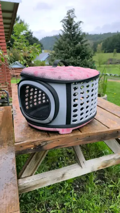 Transportadora de mascotas plegable rosa - miniatura 1