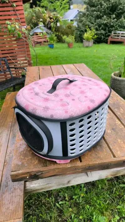 Transportadora de mascotas plegable rosa - miniatura 2
