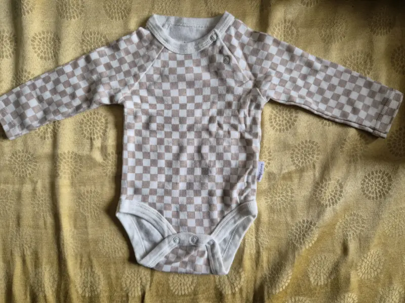 Body de bebé a cuadros manga larga 0-3 m - 1
