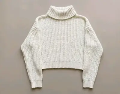 Suéter Crop de punto blanco con cuello alto - miniatura 2