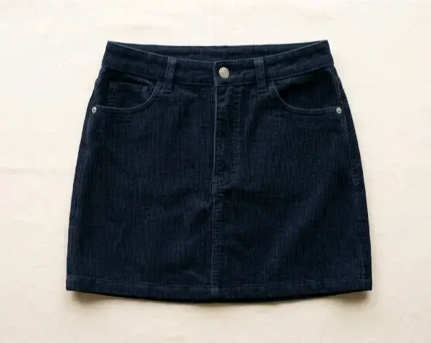 Falda de cotele azul oscuro para mujer
