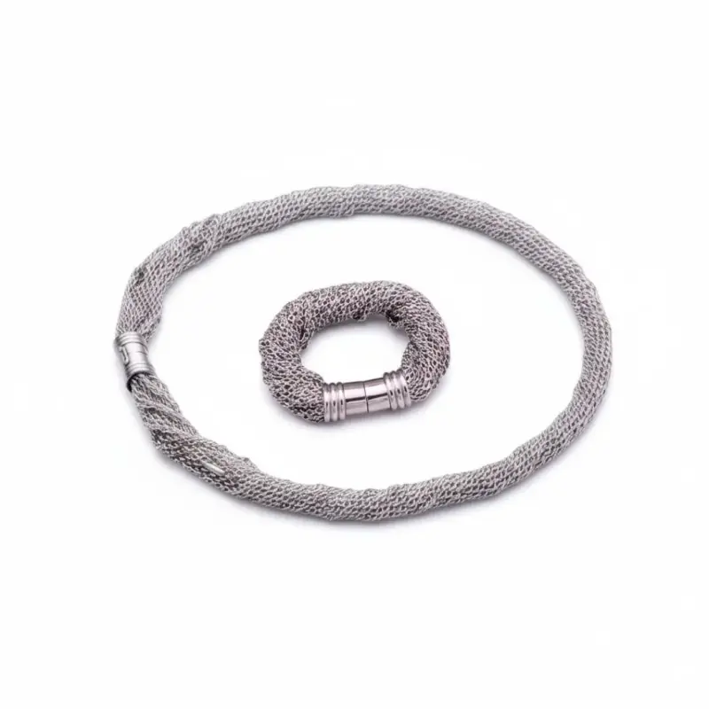 Collar y Pulsera de Malla Tubular Italiana Set - 1