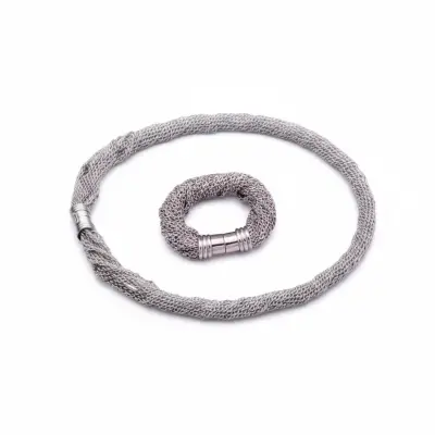 Collar y Pulsera de Malla Tubular Italiana Set - miniatura 1