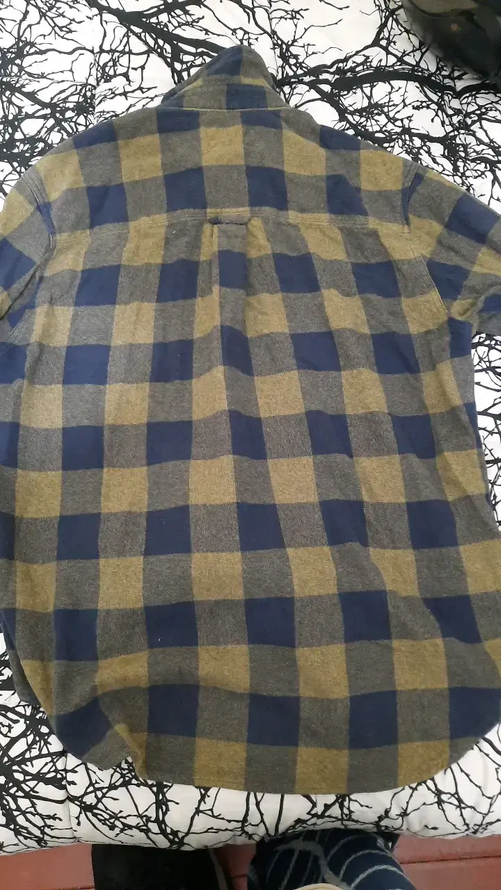 Camisa de franela a cuadros azul y beige - 3