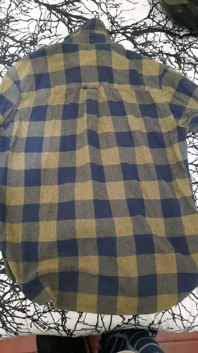 Camisa de franela a cuadros azul y beige - miniatura 3