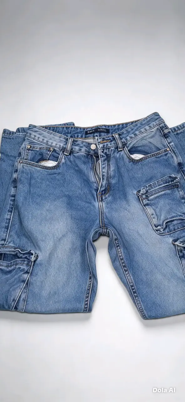 Jeans cargo azul para mujer