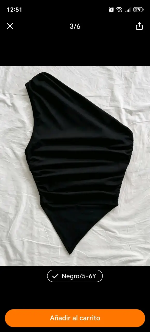 Top asimétrico negro con lazo rosa para niña - 3