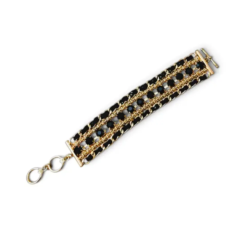 Pulsera de cadena dorada y negra elegante - 1