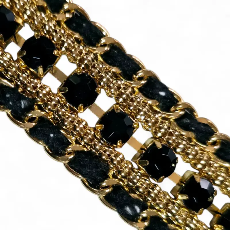Pulsera de cadena dorada y negra elegante - 2