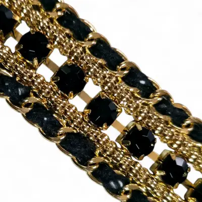 Pulsera de cadena dorada y negra elegante - miniatura 2