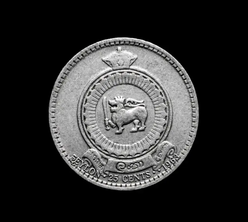 Moneda antigua Ceilan 25 centavos de 1963 - 2