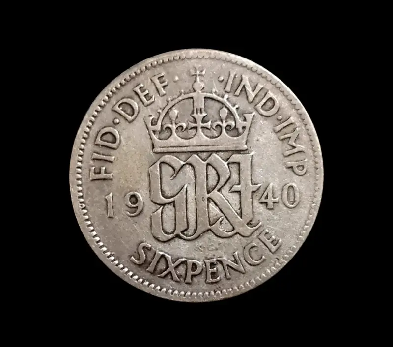Moneda antigua Sixpence 1940 Reino Unido - 1