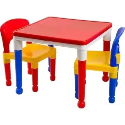 Mesa y sillas infantiles de plástico coloridas - miniatura 2