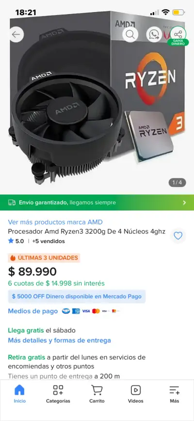 AMD Ryzen 3 3200G + Cooler AMD Original + Caja | F - miniatura 5