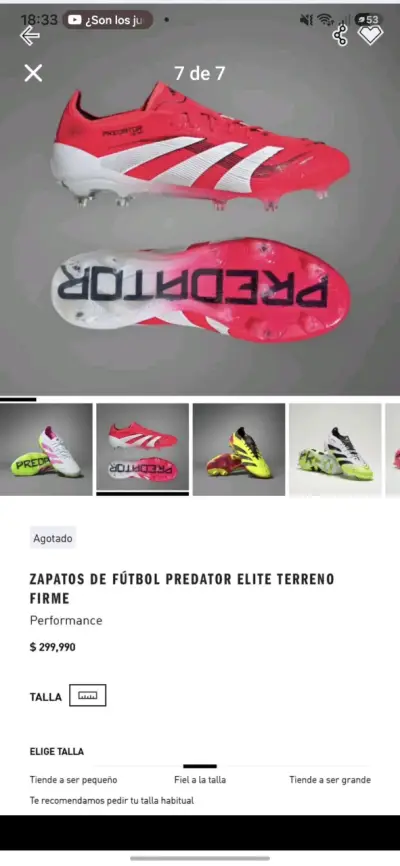 Zapatos de fútbol Adidas Predator Elite FG rojos - miniatura 1