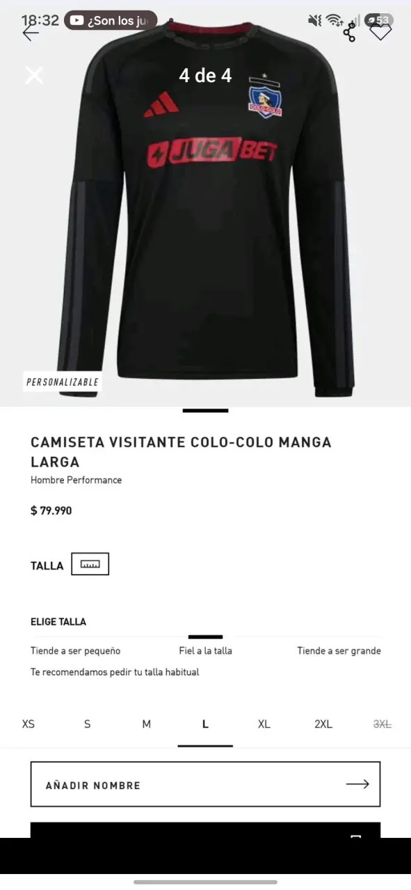 Camiseta Visitante Colo-Colo Manga Larga Negra - 1