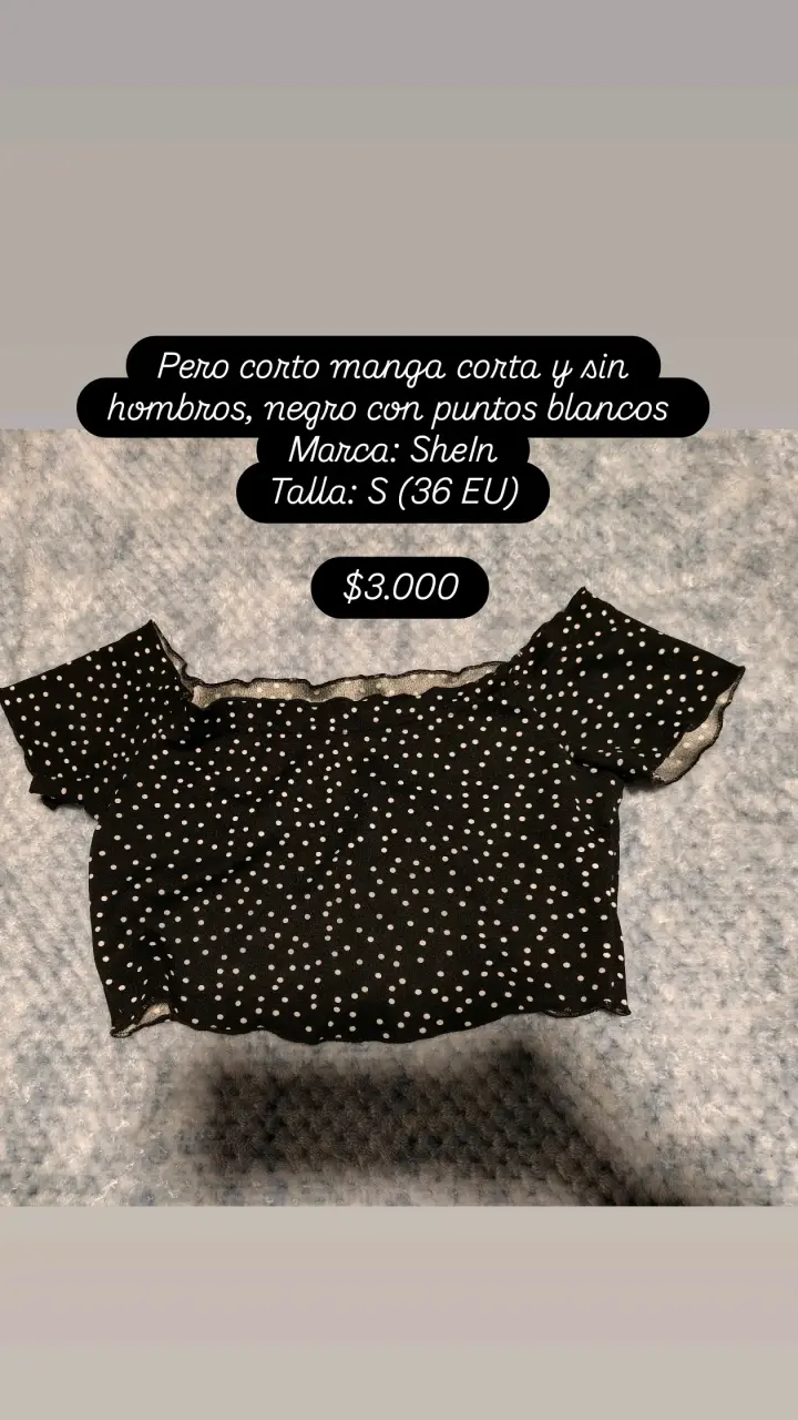 Peto corto SheIn negra con puntos blancos