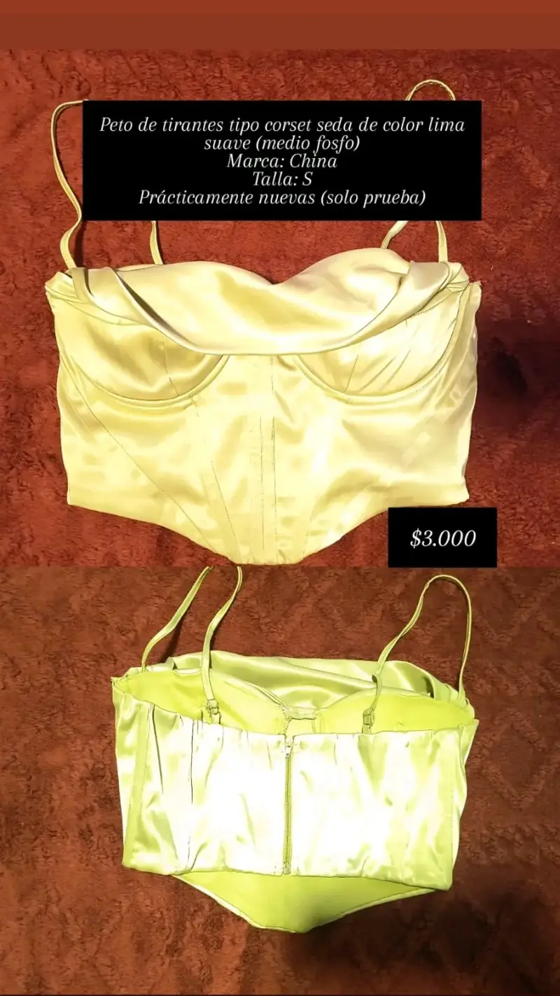 Corset de seda color lima suave talla S