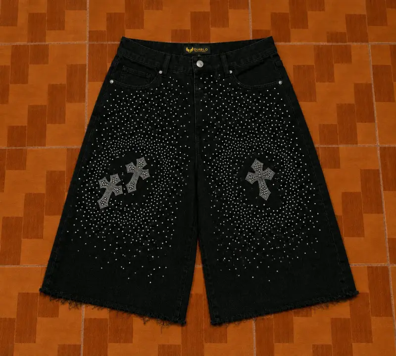 Shorts con brillos negro - 1