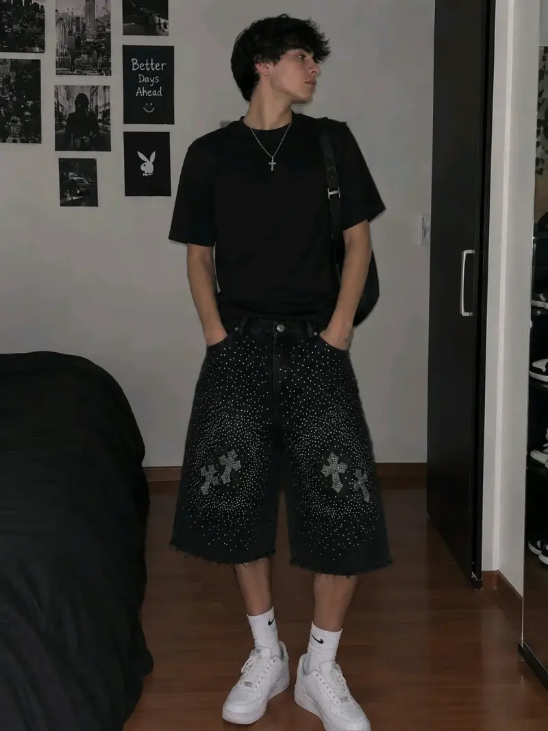 Shorts con brillos negro - 2