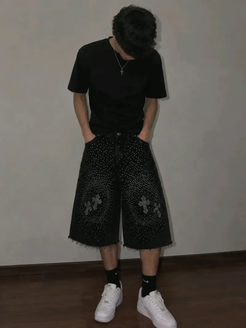 Shorts con brillos negro - 3