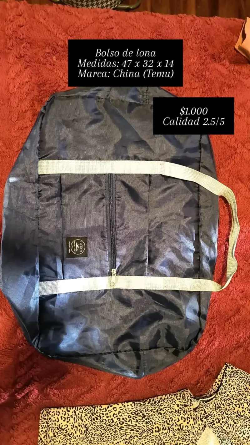 Bolso de lona azul con asas de género.