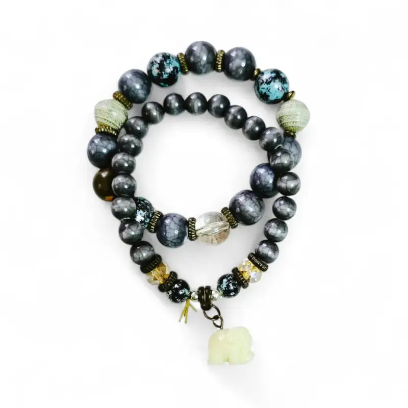 Set de Pulseras de Cuentas con Dije de Elefante - 1