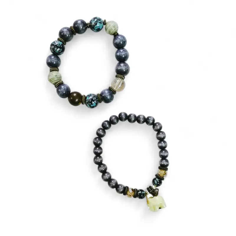 Set de Pulseras de Cuentas con Dije de Elefante - 2