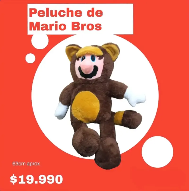 Peluche de Mario Bros disfraz de mapache 63cm