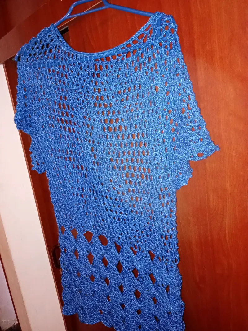 Chaleco o tejido a crochet azul para mujer