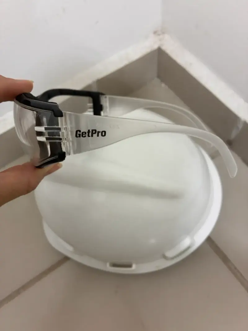 Casco de seguridad blanco con gafas protectoras GetPro - 4