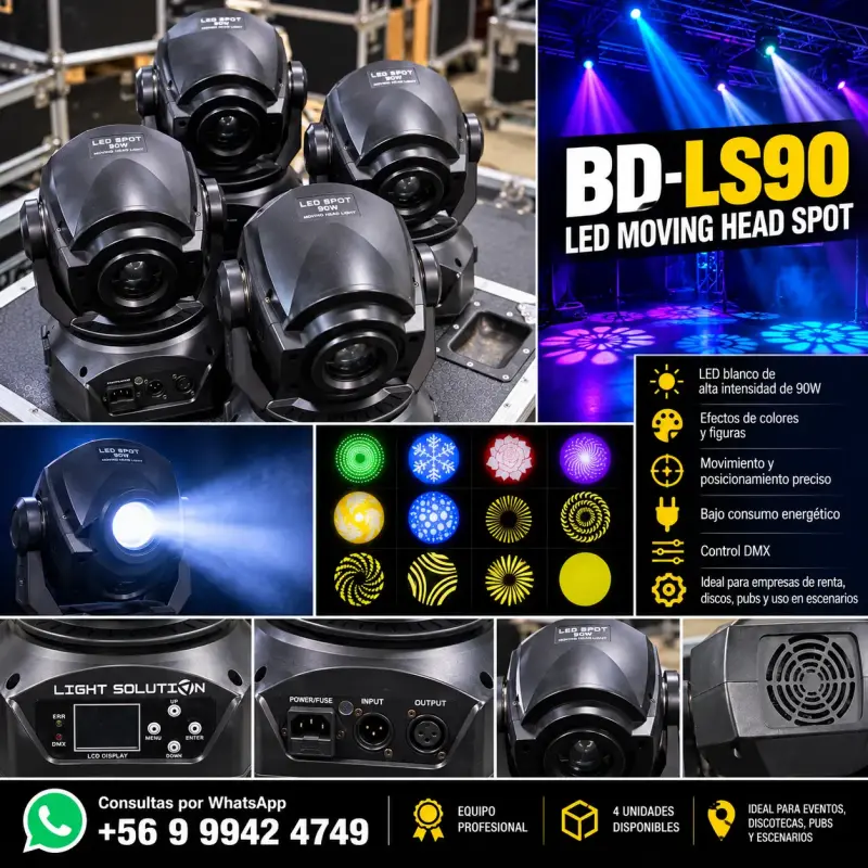 Cabeza Móvil LED BD-LS90 90W con Control DMX