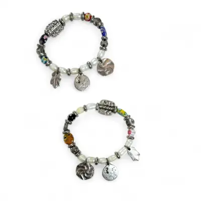 Pulseras con Dijes y Cuentas de Vidrio Set de 2 - miniatura 1
